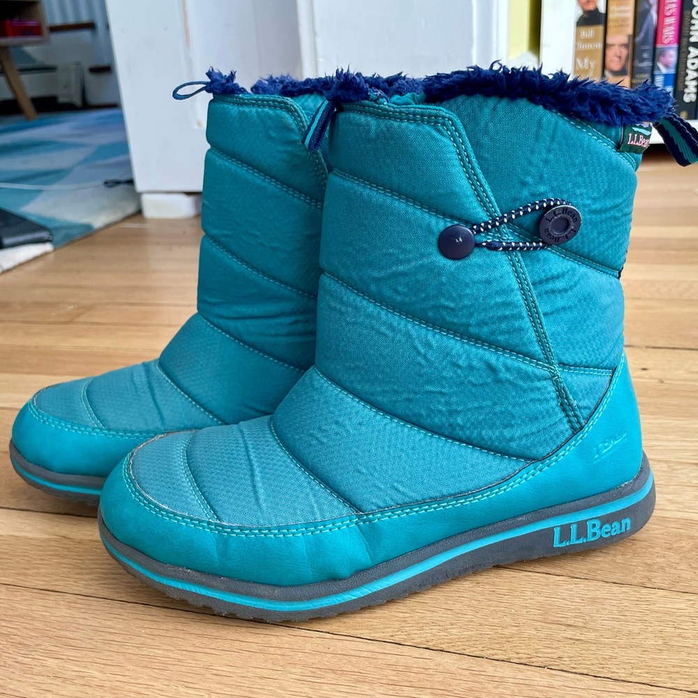 LL Bean Kids' Ultralight Snow/Winter BOOTS Blue Pine/Teal Big Kids sz 5